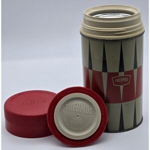 Vintage Thermos Insulated Food Jar Red Atomic Mid Century Retro Pint Lunch Size